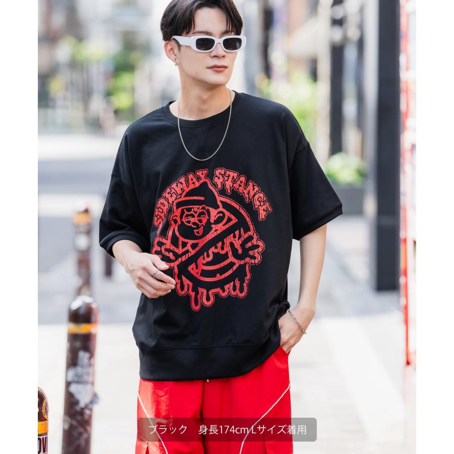 半袖トレーナーシャツ メンズ SIDEWAY STANCE サイドウェイスタンス オリジナルプリント カスレノーウェイ グラフィック スウェット 大きめ アメカジ スケーター | improves | 04