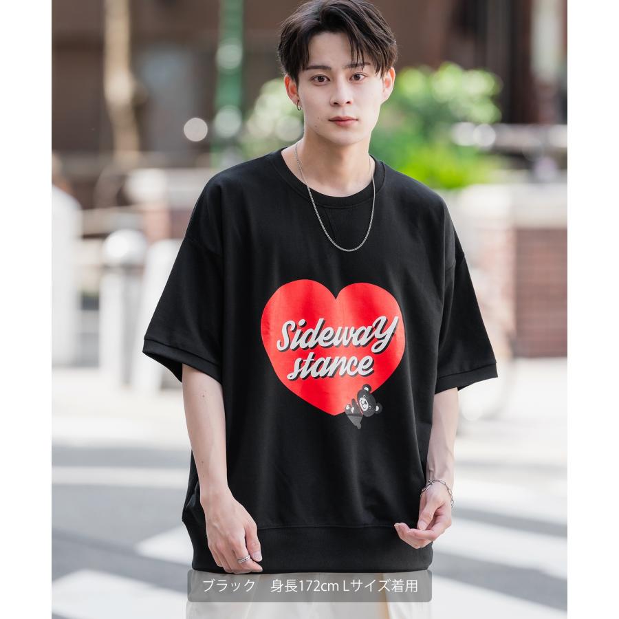 半袖トレーナーシャツ メンズ SIDEWAY STANCE サイドウェイスタンス オリジナルプリント ハートベア グラフィック スウェット 大きめ アメカジ スケーター | improves | 04