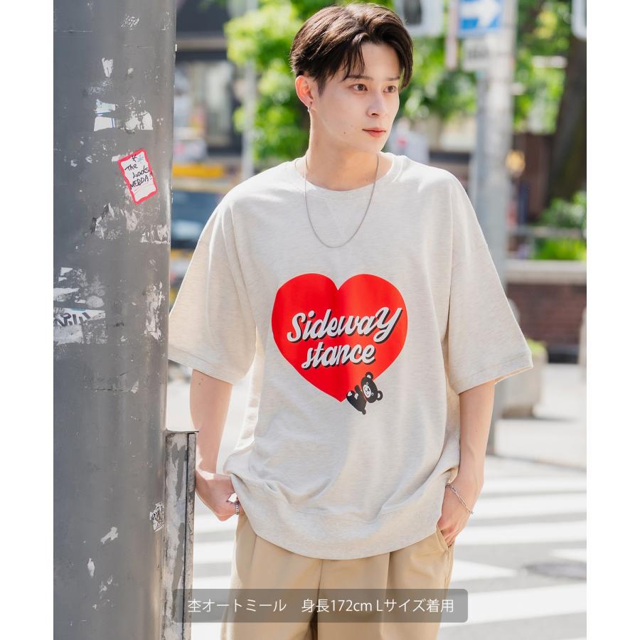 半袖トレーナーシャツ メンズ SIDEWAY STANCE サイドウェイスタンス オリジナルプリント ハートベア グラフィック スウェット 大きめ アメカジ スケーター | improves | 08