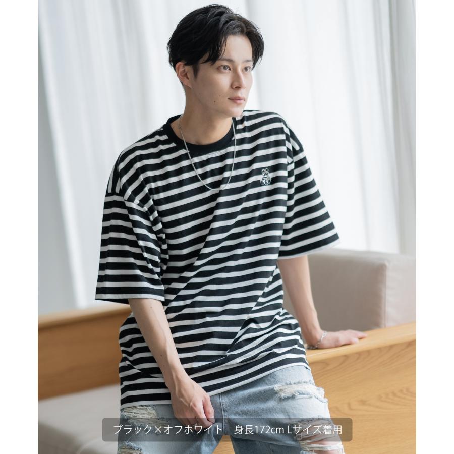 半袖Tシャツ メンズ SIDEWAY STANCE サイドウェイスタンス オリジナル ワンポイント 刺しゅう ボーダーTシャツ カットソー スケーター | improves | 03