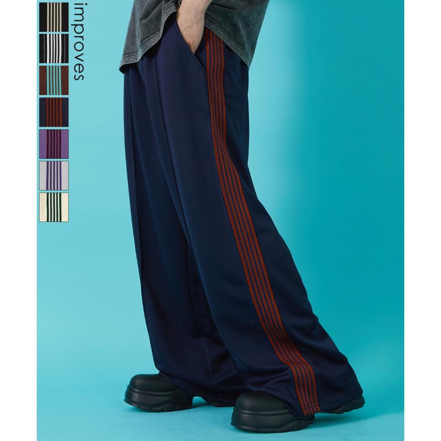 トラックパンツ メンズ SIDEWAY STANCE サイドウェイスタンス ワイド ライン ジャージ イージーパンツ トレーニングパンツ ストリート 韓国 スケーター 古着 | improves