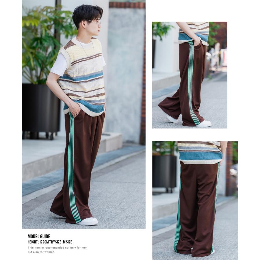 トラックパンツ メンズ SIDEWAY STANCE サイドウェイスタンス ワイド ライン ジャージ イージーパンツ トレーニングパンツ ストリート 韓国 スケーター 古着 | improves | 18