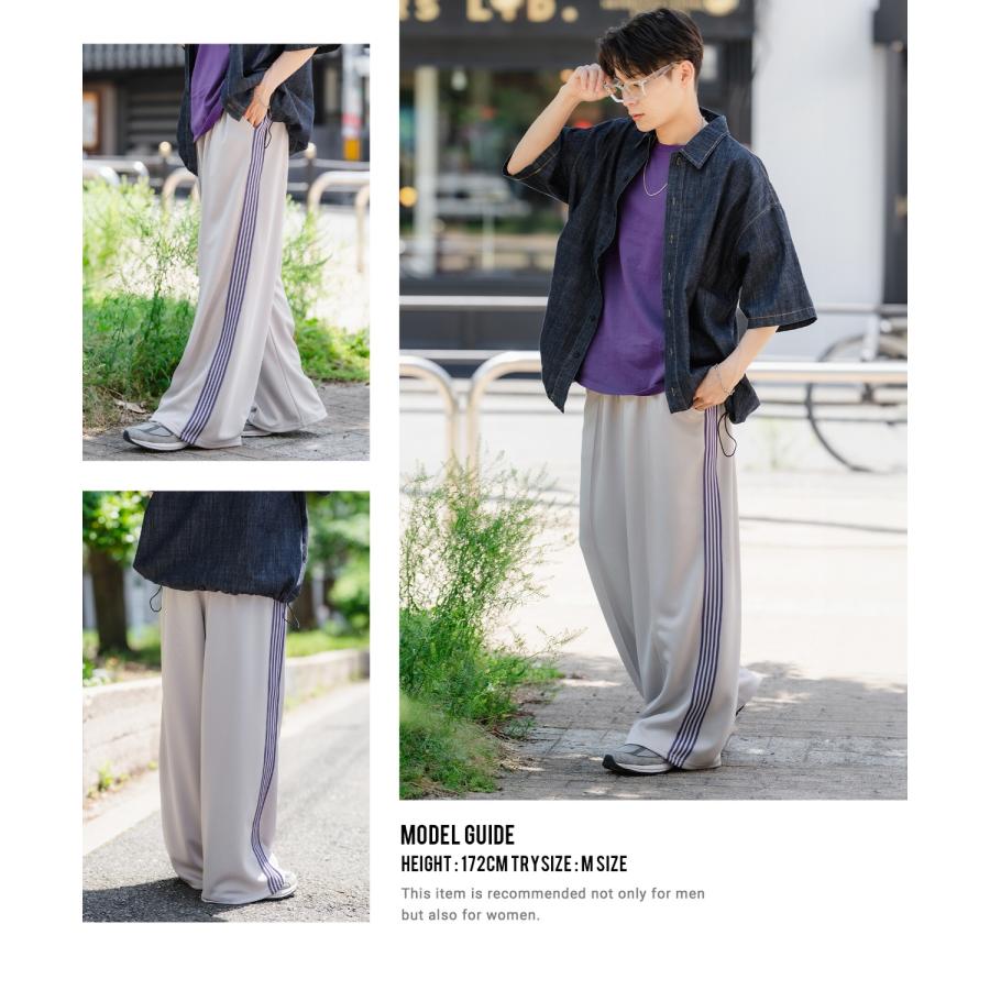 トラックパンツ メンズ SIDEWAY STANCE サイドウェイスタンス ワイド ライン ジャージ イージーパンツ トレーニングパンツ ストリート 韓国 スケーター 古着 | improves | 22