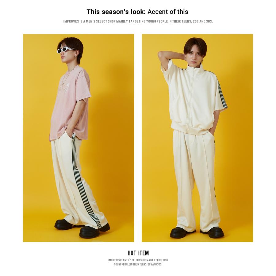 トラックパンツ メンズ SIDEWAY STANCE サイドウェイスタンス ワイド ライン ジャージ イージーパンツ トレーニングパンツ ストリート 韓国 スケーター 古着 | improves | 12