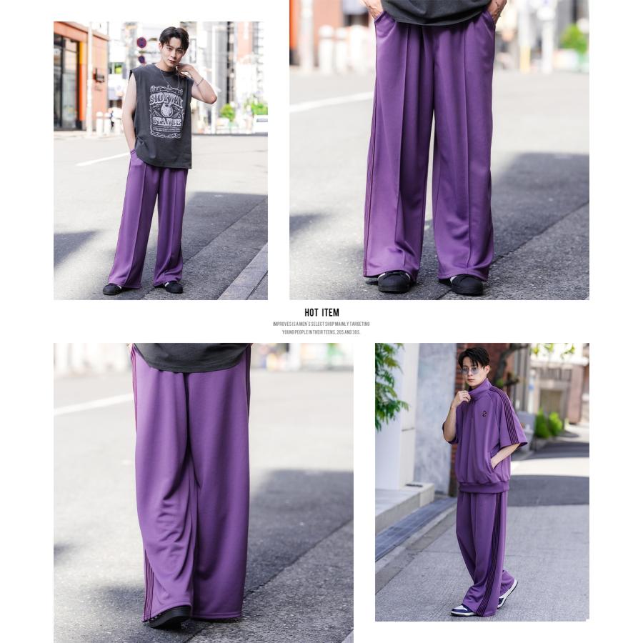 トラックパンツ メンズ SIDEWAY STANCE サイドウェイスタンス ワイド ライン ジャージ イージーパンツ トレーニングパンツ ストリート 韓国 スケーター 古着 | improves | 16