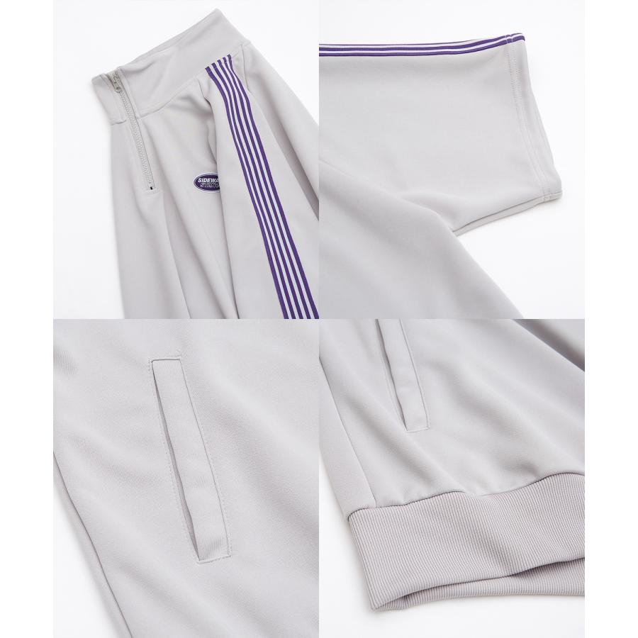 ジャージ メンズ レディース SIDEWAY STANCE ライン ハーフジップ ワンポイント 刺しゅう 半袖 トップス ストリート 韓国 スケーター 古着MIX レトロ | improves | 24