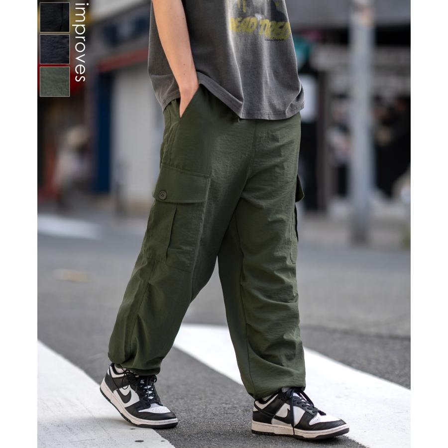 カーゴパンツ メンズ SIDEWAY STANCE サイドウェイスタンス ポリワッシャー ワイド イージーパンツ フルレングス カジュアル スケーター ストリート | improves