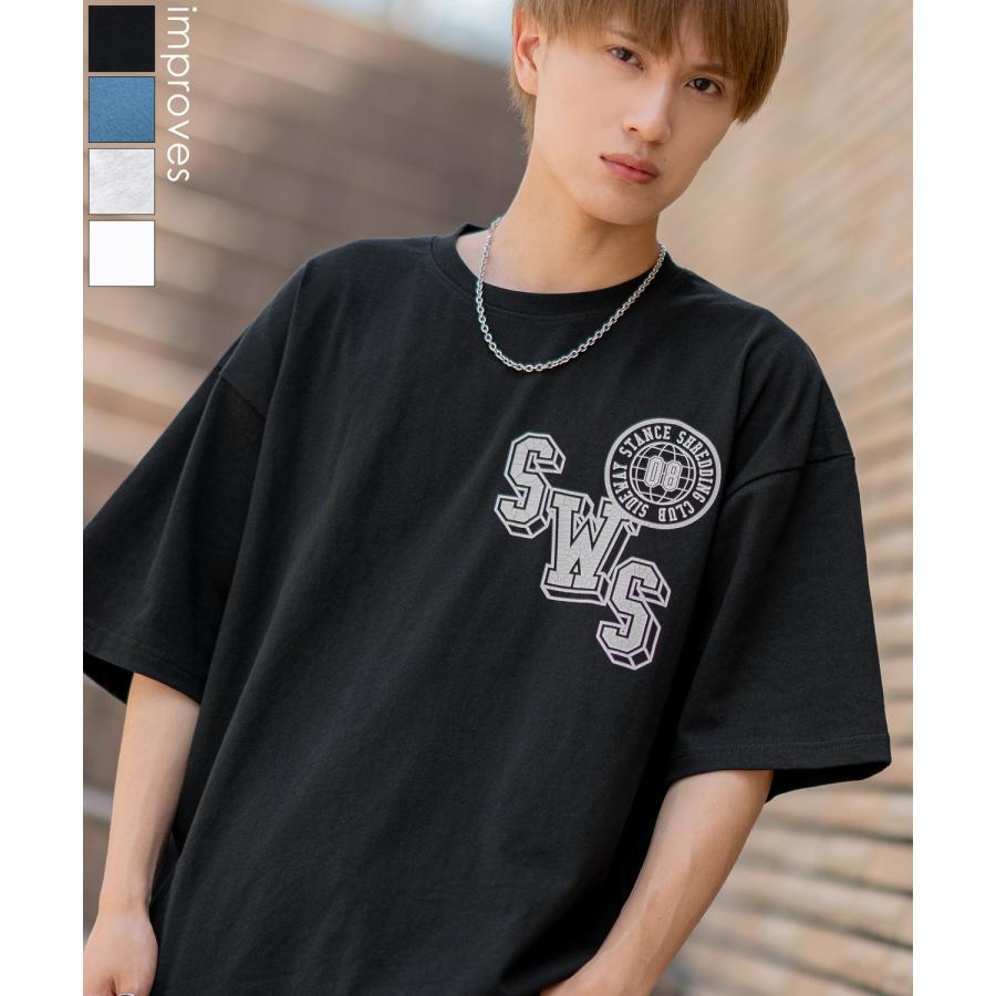 半袖Tシャツ メンズ SIDEWAY STANCE サイドウェイスタンス クラックプリント カレッジロゴ カットソーアメカジ カジュアル スケーター ストリート 古着 | improves