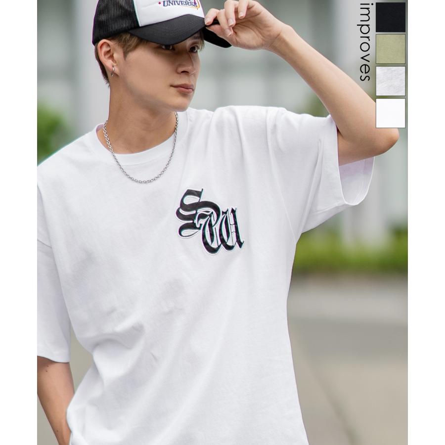 半袖Tシャツ メンズ SIDEWAY STANCE サイドウェイスタンス ワッペン刺しゅう ブラックレター カットソー アメカジ カジュアル スケーター ストリート 古着 | improves