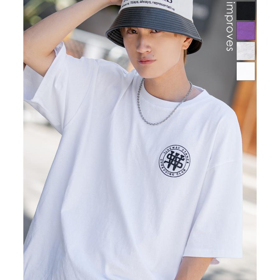 半袖Tシャツ メンズ SIDEWAY STANCE サイドウェイスタンス オリジナル 厚盛刺しゅう サークルロゴ カットソー アメカジ スケーター ストリート 古着MIX 韓国 | improves