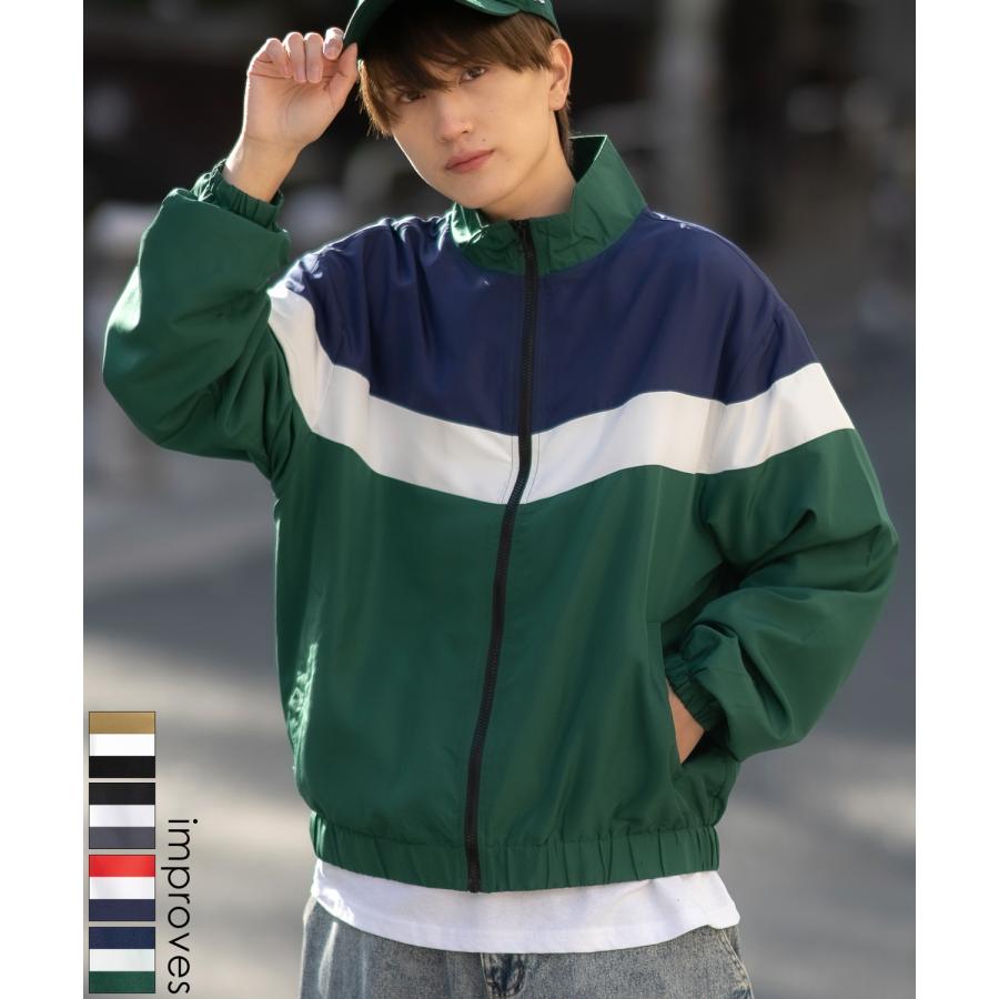 スタンドジャケット メンズ SIDEWAY STANCE サイドウェイスタンス 裏トリコット ジップアップ ブルゾン アメカジ スケーター ストリート 古着MIX 韓国 | improves