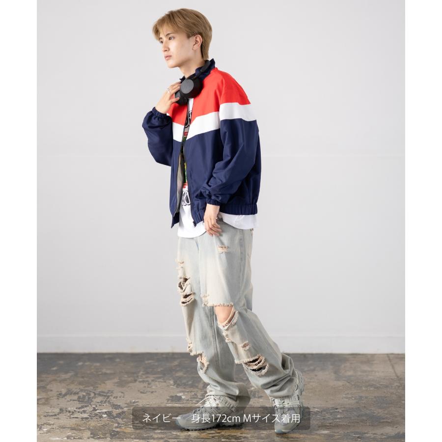 スタンドジャケット メンズ SIDEWAY STANCE サイドウェイスタンス 裏トリコット ジップアップ ブルゾン アメカジ スケーター ストリート 古着MIX 韓国 | improves | 21