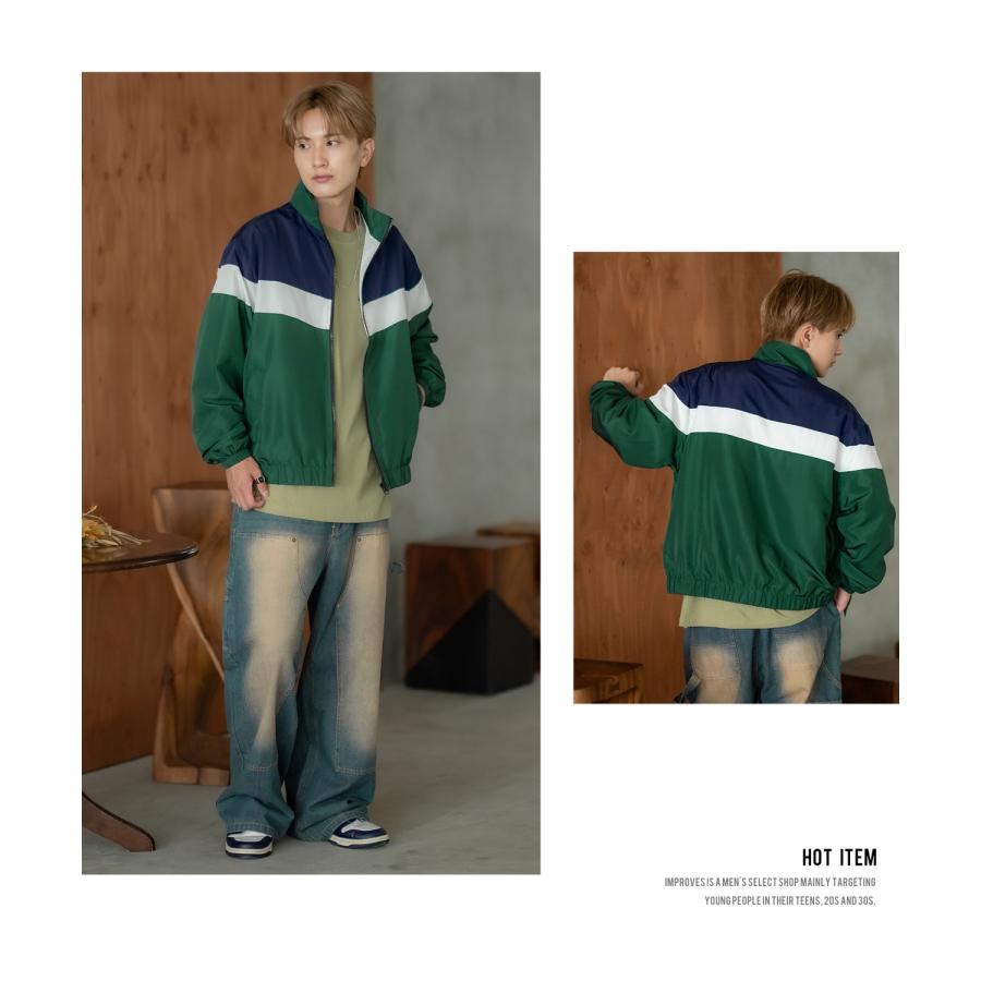 スタンドジャケット メンズ SIDEWAY STANCE サイドウェイスタンス 裏トリコット ジップアップ ブルゾン アメカジ スケーター ストリート 古着MIX 韓国 | improves | 10