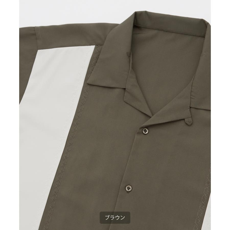 半袖シャツ メンズ 刺しゅうデザイン オープンカラーシャツ 開襟シャツ ボーリングシャツ アメカジ カジュアル スケーター ストリート 古着MIX 韓国ファッション | improves | 15