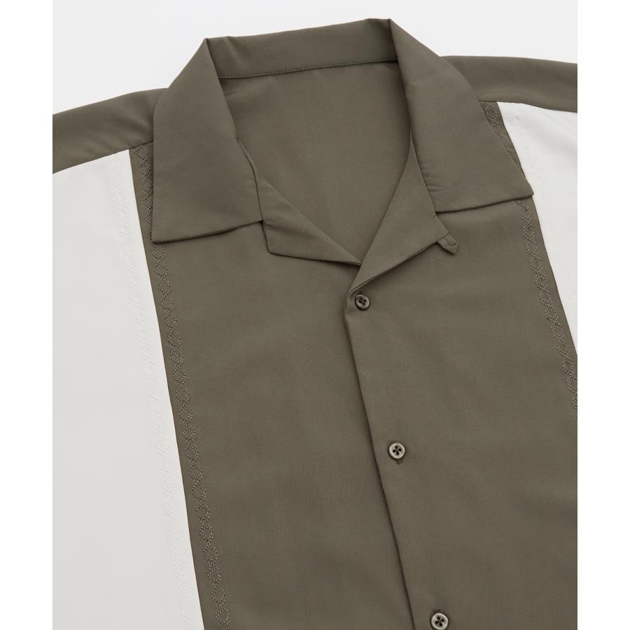 improves 半袖シャツ メンズ 刺しゅうデザイン オープンカラー