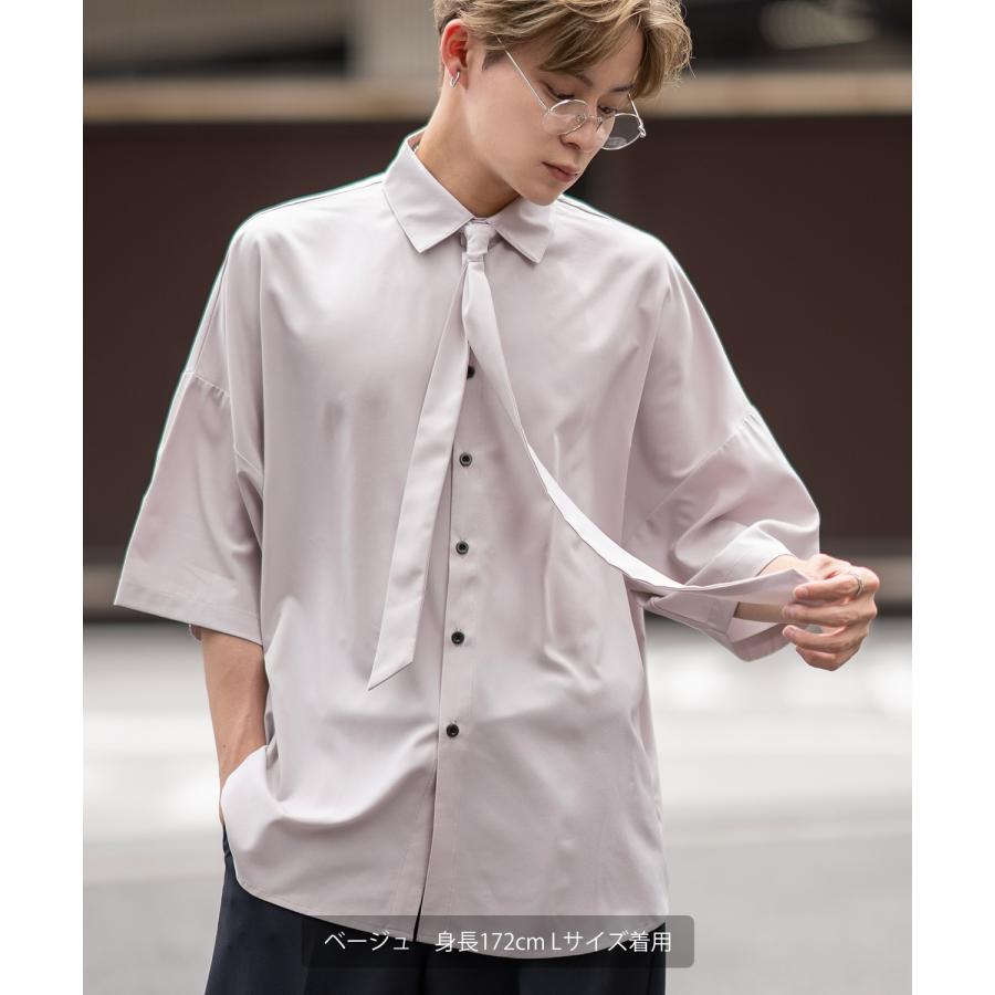 半袖シャツ メンズ ネクタイ レギュラーカラーシャツ 半端袖 シンプル ベーシック アメカジ カジュアル スケーター ストリート 古着MIX 韓国 | improves | 15