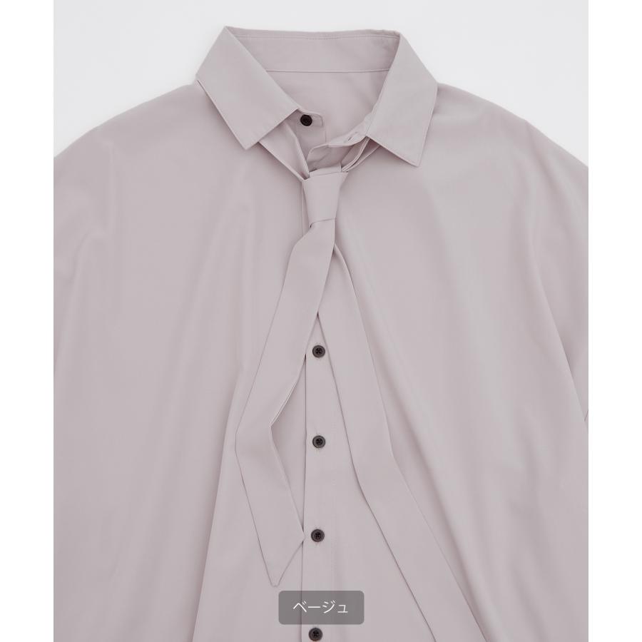 半袖シャツ メンズ ネクタイ レギュラーカラーシャツ 半端袖 シンプル ベーシック アメカジ カジュアル スケーター ストリート 古着MIX 韓国 | improves | 21