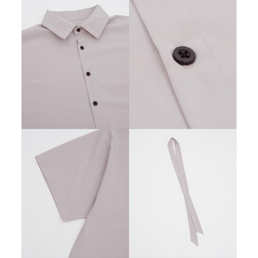 半袖シャツ メンズ ネクタイ レギュラーカラーシャツ 半端袖 シンプル ベーシック アメカジ カジュアル スケーター ストリート 古着MIX 韓国 | improves | 22