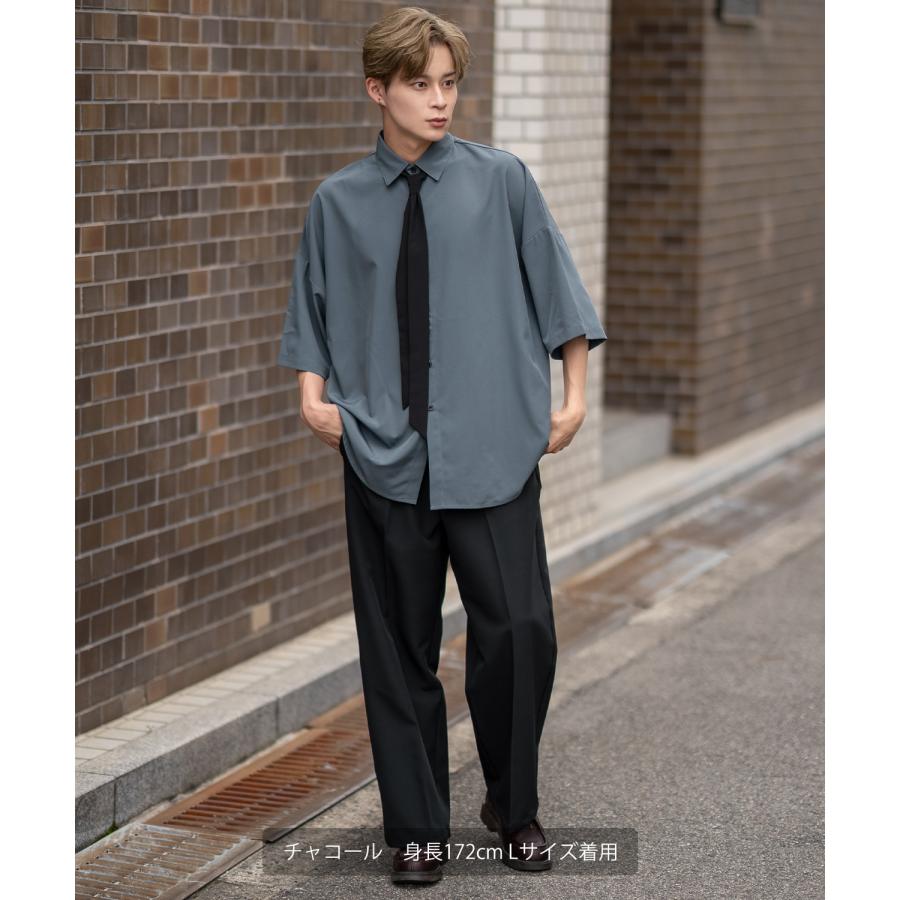 半袖シャツ メンズ ネクタイ レギュラーカラーシャツ 半端袖 シンプル ベーシック アメカジ カジュアル スケーター ストリート 古着MIX 韓国 | improves | 07