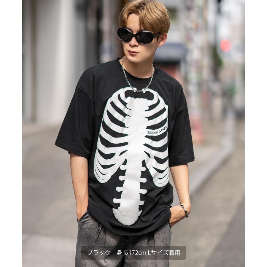 半袖Tシャツ メンズ SIDEWAY STANCE サイドウェイスタンス ボーン 発泡プリント カットソー アメカジ スケーター ストリート 古着MIX 韓国 | improves | 03