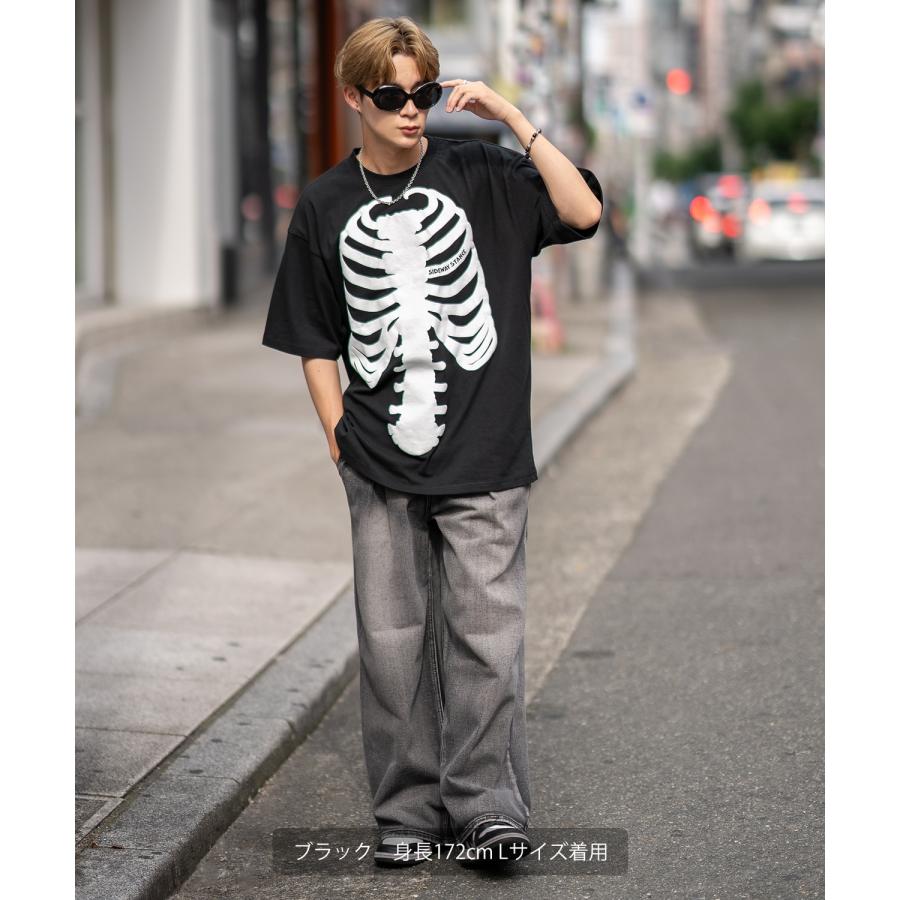 半袖Tシャツ メンズ SIDEWAY STANCE サイドウェイスタンス ボーン 発泡プリント カットソー アメカジ スケーター ストリート 古着MIX 韓国 | improves | 05