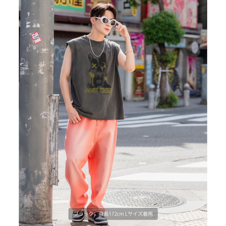 Tシャツ メンズ SIDEWAY STANCE サイドウェイスタンス ピグメント加工 ヴィンテージ加工 ドッグプリント ノースリーブ カットソー スケーター ストリート 韓国 | improves | 14