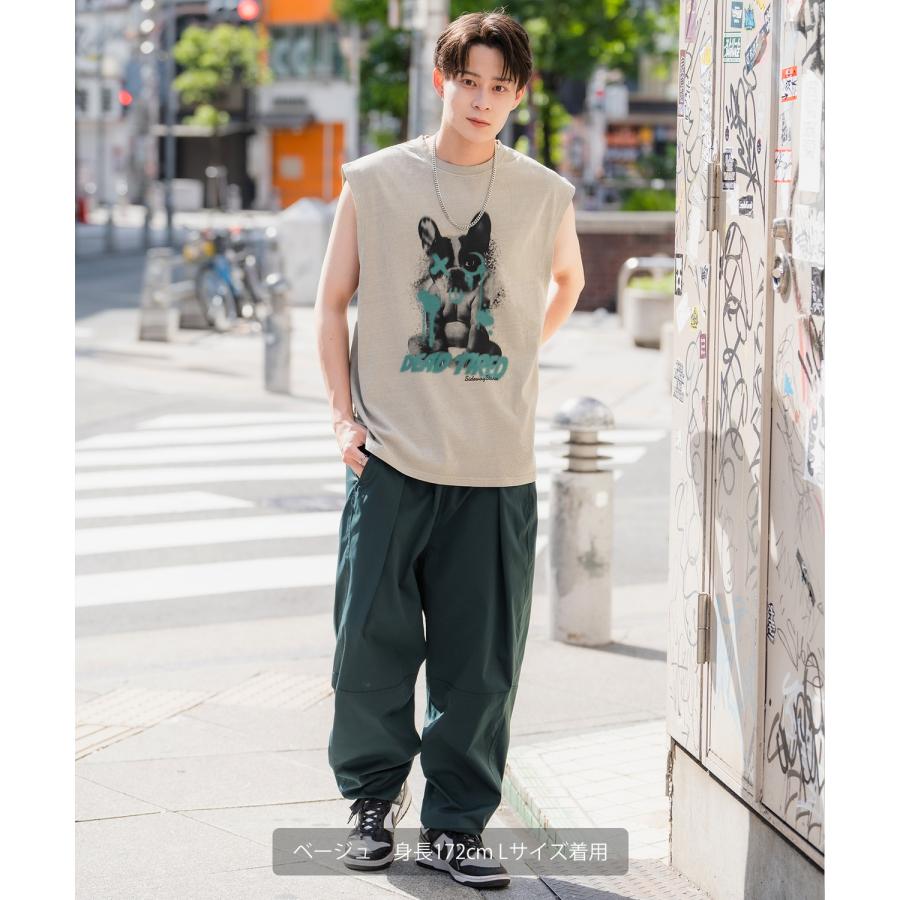 Tシャツ メンズ SIDEWAY STANCE サイドウェイスタンス ピグメント加工 ヴィンテージ加工 ドッグプリント ノースリーブ カットソー スケーター ストリート 韓国 | improves | 06