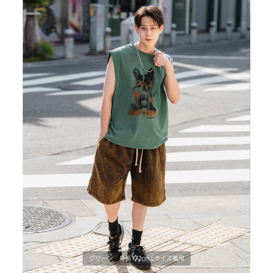 Tシャツ メンズ SIDEWAY STANCE サイドウェイスタンス ピグメント加工 ヴィンテージ加工 ドッグプリント ノースリーブ カットソー スケーター ストリート 韓国 | improves | 10