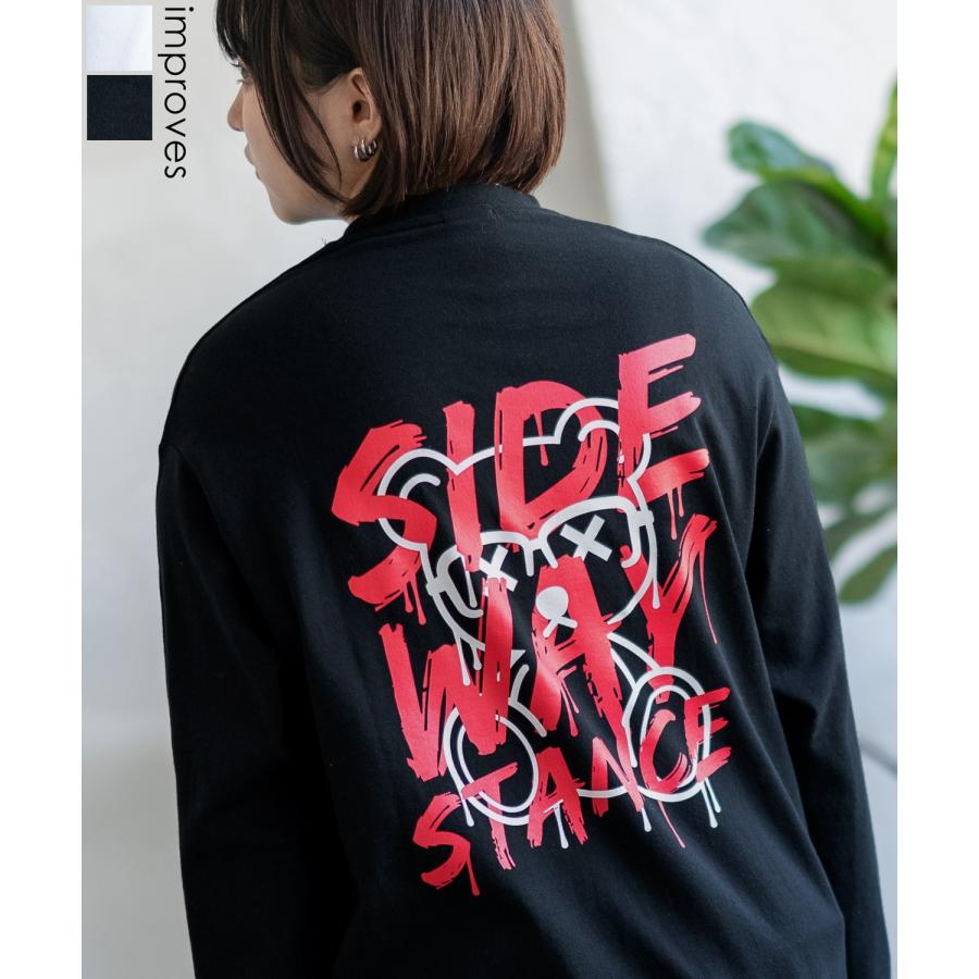 長袖Tシャツ レディース SIDEWAY STANCE サイドウェイスタンス オリジナル ペンキベア グラフィック ロンT カットソー アメカジ スケーター ストリート | improves