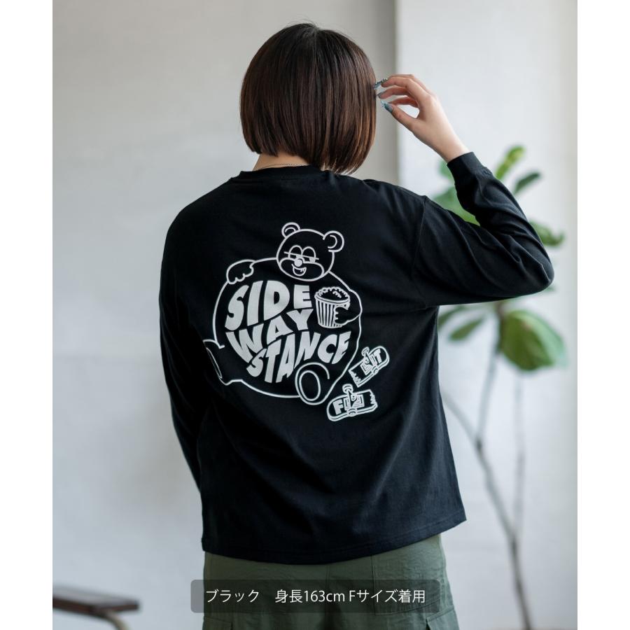 長袖Tシャツ レディース SIDEWAY STANCE サイドウェイスタンス オリジナル スケボー クマ グラフィック ロンT カットソー アメカジ スケーター ストリート | improves | 04
