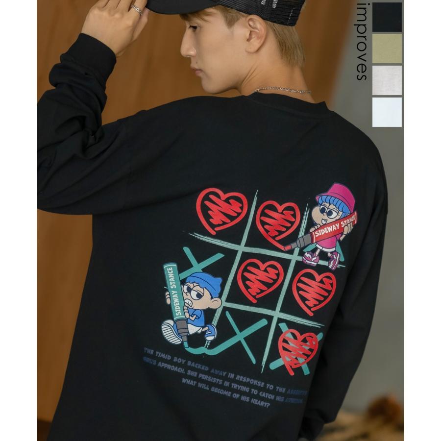 長袖Tシャツ メンズ SIDEWAY STANCE サイドウェイスタンス マルバツプリント カットソー ロンT 大きめ アメカジ カジュアル スケーター ストリート 古着MIX 韓国 | improves
