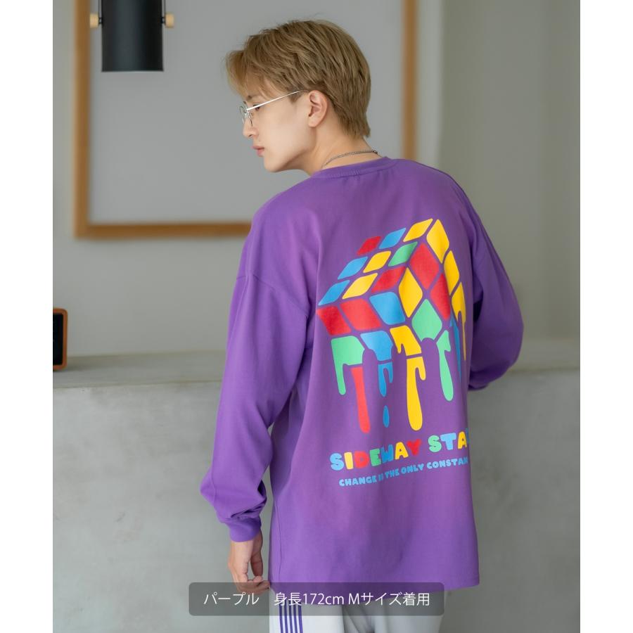 長袖Tシャツ メンズ SIDEWAY STANCE サイドウェイスタンス ドリップキューブ カットソー ロンT 大きめ アメカジ カジュアル スケーター ストリート 古着MIX 韓国 | improves | 18
