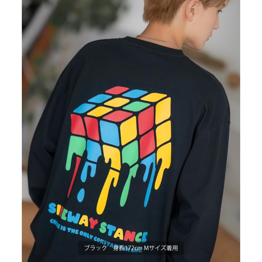 長袖Tシャツ メンズ SIDEWAY STANCE サイドウェイスタンス ドリップキューブ カットソー ロンT 大きめ アメカジ カジュアル スケーター ストリート 古着MIX 韓国 | improves | 09