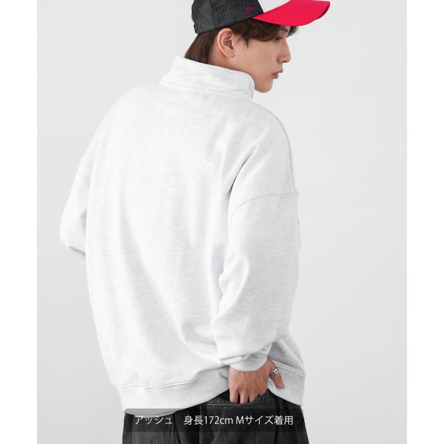 トレーナー メンズ SIDEWAY STANCE サイドウェイスタンス オリジナルプリント スウェットハーフジップ ゲームシャツ オーバーサイズ スケーター ストリート 韓国 | improves | 05