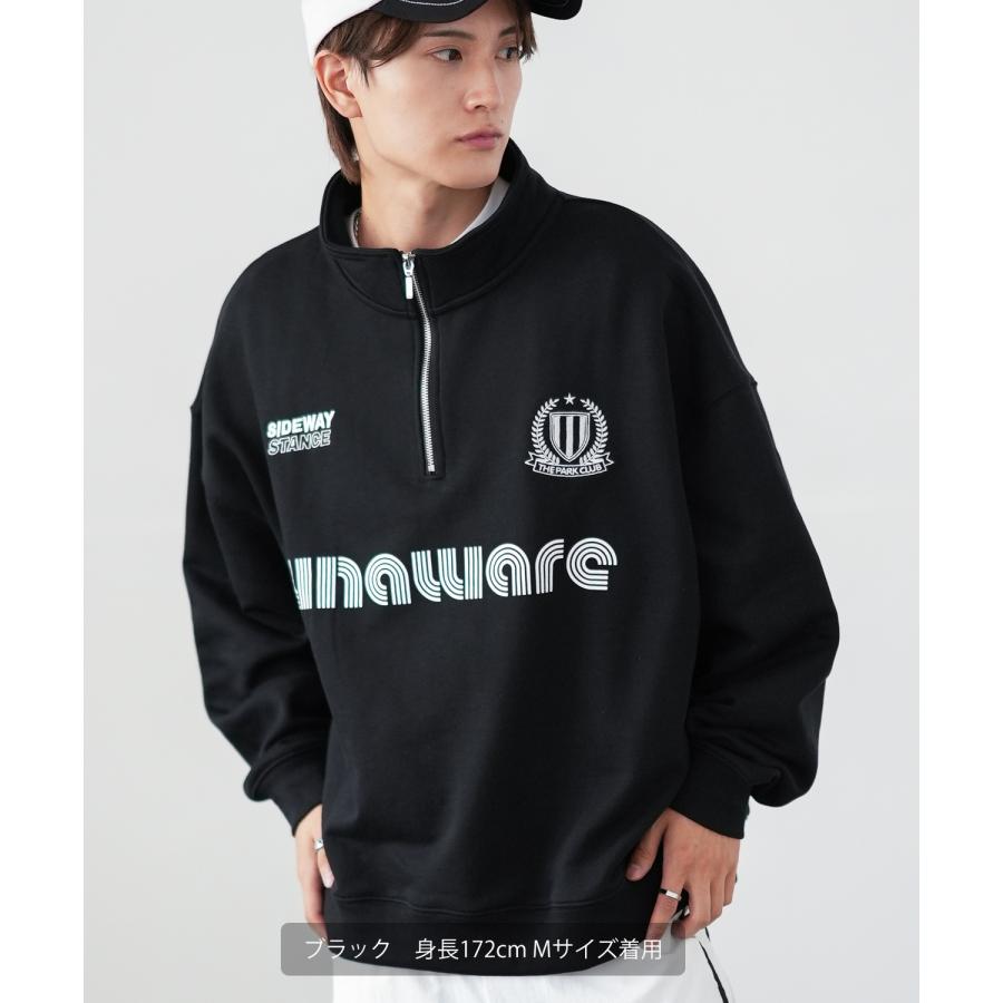 トレーナー メンズ SIDEWAY STANCE サイドウェイスタンス オリジナルプリント スウェットハーフジップ ゲームシャツ オーバーサイズ スケーター ストリート 韓国 | improves | 07