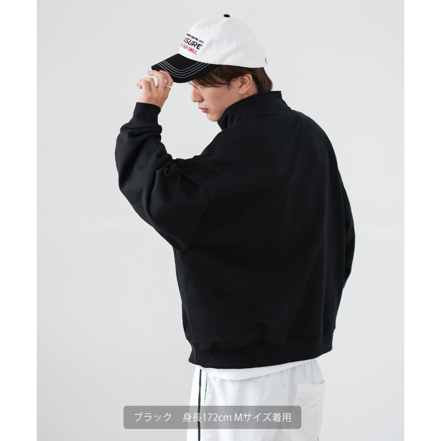 トレーナー メンズ SIDEWAY STANCE サイドウェイスタンス オリジナルプリント スウェットハーフジップ ゲームシャツ オーバーサイズ スケーター ストリート 韓国 | improves | 09