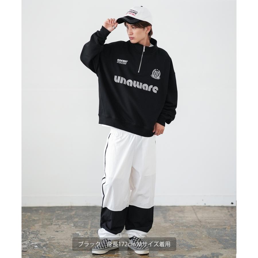 トレーナー メンズ SIDEWAY STANCE サイドウェイスタンス オリジナルプリント スウェットハーフジップ ゲームシャツ オーバーサイズ スケーター ストリート 韓国 | improves | 10