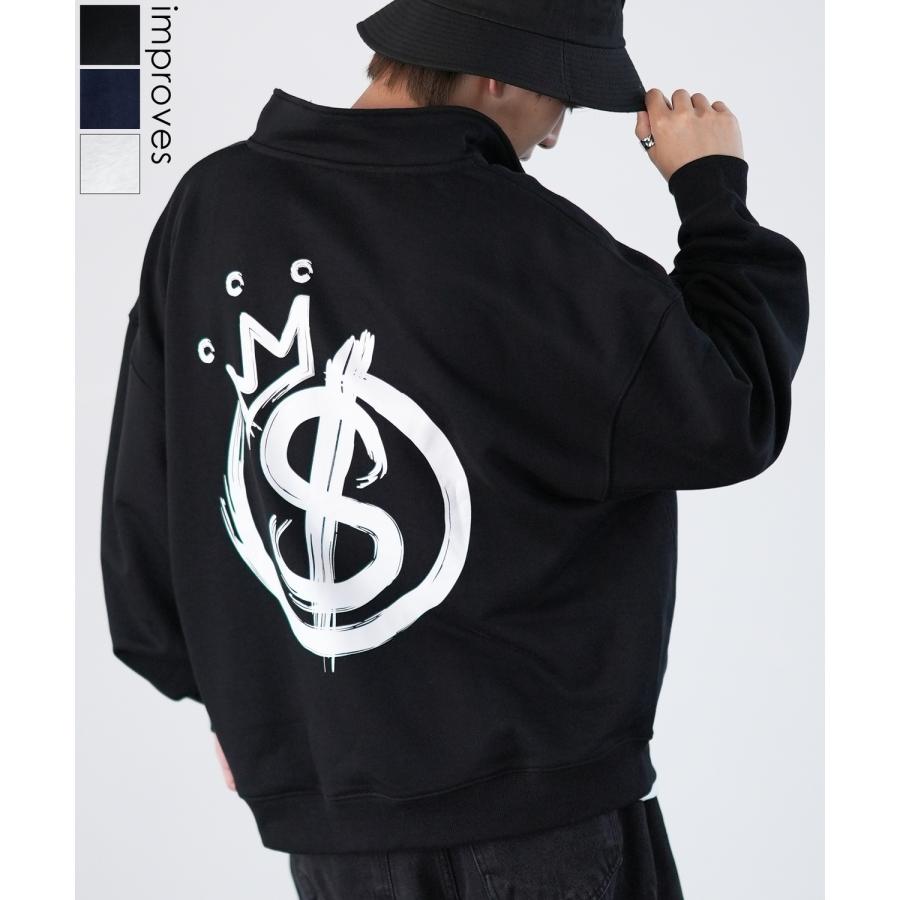 トレーナー メンズ SIDEWAY STANCE サイドウェイスタンス オリジナルプリント スウェットハーフジップ クラウンロゴ オーバーサイズ スケーター ストリート 韓国 | improves