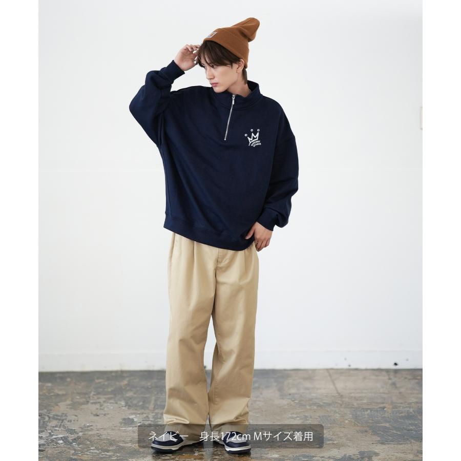 トレーナー メンズ SIDEWAY STANCE サイドウェイスタンス オリジナルプリント スウェットハーフジップ クラウンロゴ オーバーサイズ スケーター ストリート 韓国 | improves | 15