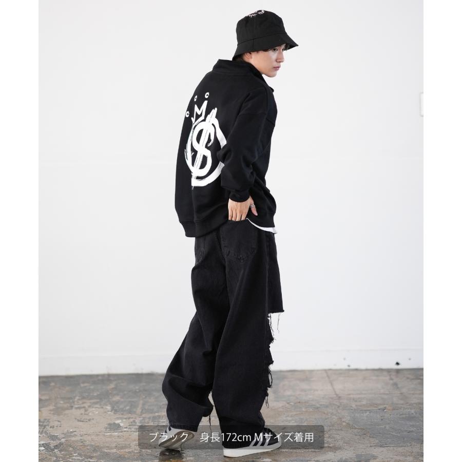 トレーナー メンズ SIDEWAY STANCE サイドウェイスタンス オリジナルプリント スウェットハーフジップ クラウンロゴ オーバーサイズ スケーター ストリート 韓国 | improves | 07