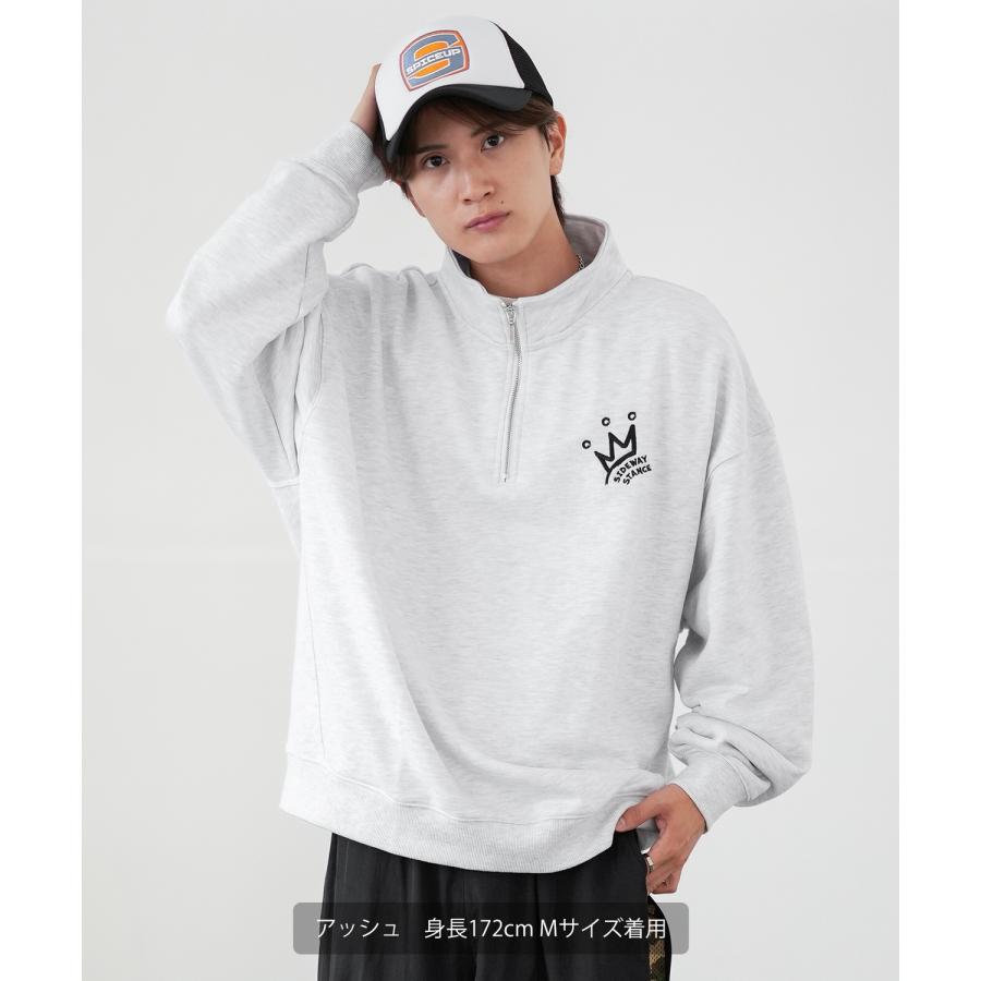 トレーナー メンズ SIDEWAY STANCE サイドウェイスタンス オリジナルプリント スウェットハーフジップ クラウンロゴ オーバーサイズ スケーター ストリート 韓国 | improves | 08