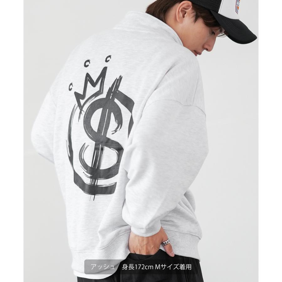 トレーナー メンズ SIDEWAY STANCE サイドウェイスタンス オリジナルプリント スウェットハーフジップ クラウンロゴ オーバーサイズ スケーター ストリート 韓国 | improves | 09