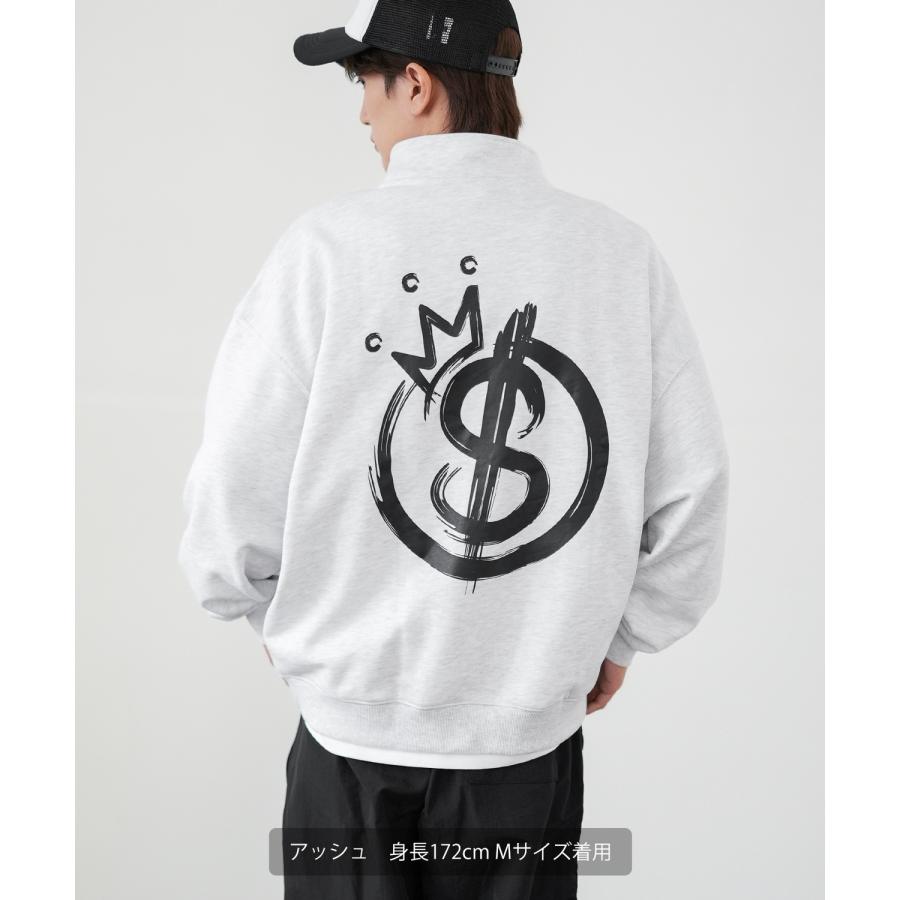 トレーナー メンズ SIDEWAY STANCE サイドウェイスタンス オリジナルプリント スウェットハーフジップ クラウンロゴ オーバーサイズ スケーター ストリート 韓国 | improves | 10