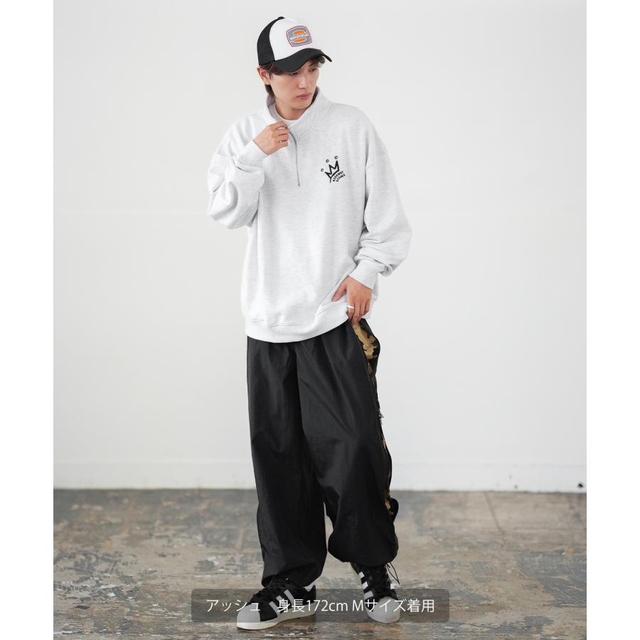 トレーナー メンズ SIDEWAY STANCE サイドウェイスタンス オリジナルプリント スウェットハーフジップ クラウンロゴ オーバーサイズ スケーター ストリート 韓国 | improves | 11