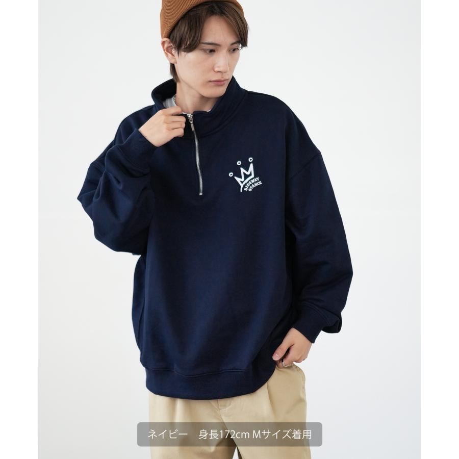 トレーナー メンズ SIDEWAY STANCE サイドウェイスタンス オリジナルプリント スウェットハーフジップ クラウンロゴ オーバーサイズ スケーター ストリート 韓国 | improves | 12