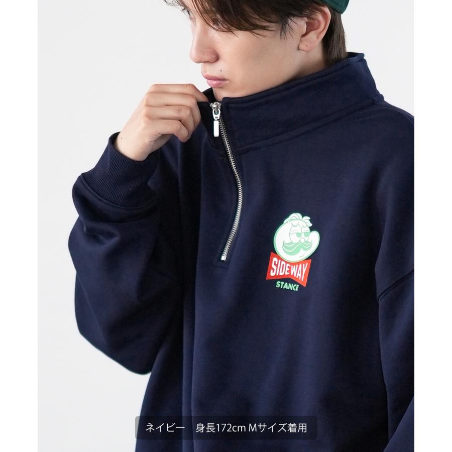 トレーナー メンズ SIDEWAY STANCE サイドウェイスタンス オリジナルプリント スウェットハーフジップ Mr.Sロゴ オーバーサイズ スケーター ストリート 韓国 | improves | 14