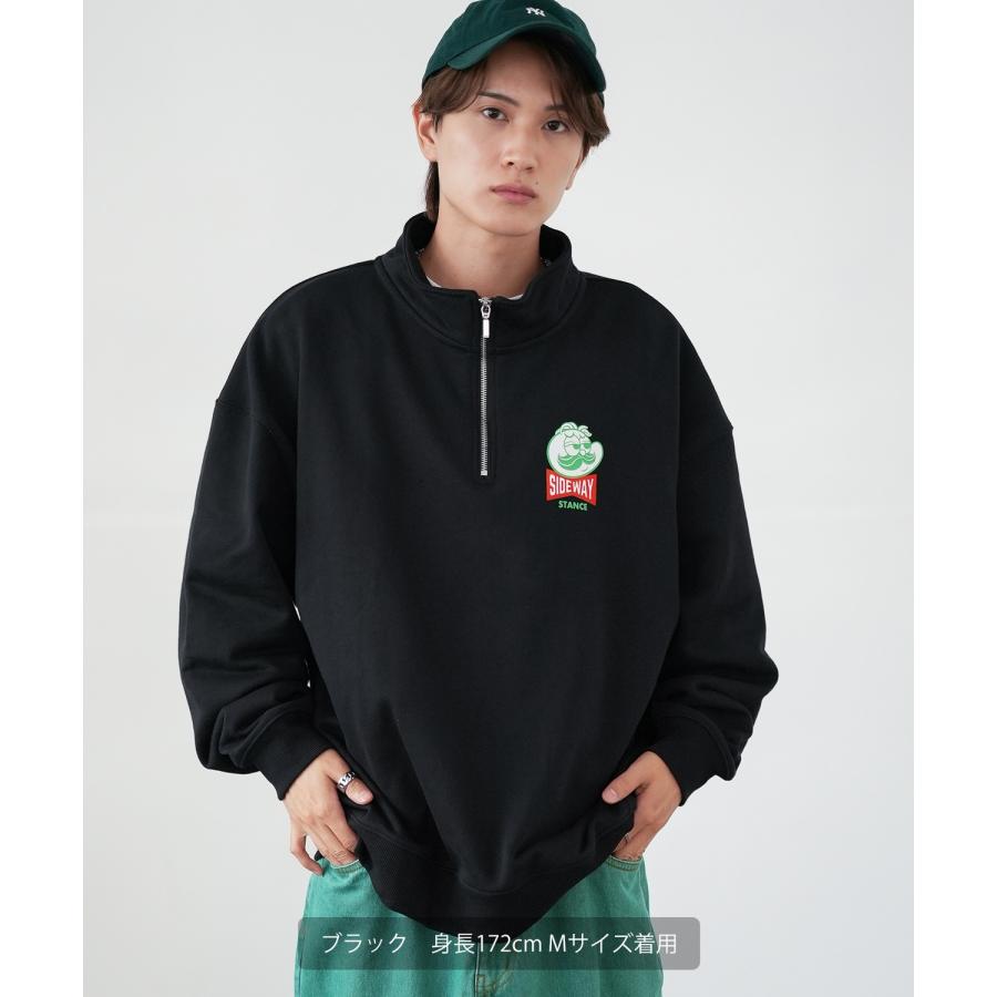トレーナー メンズ SIDEWAY STANCE サイドウェイスタンス オリジナルプリント スウェットハーフジップ Mr.Sロゴ オーバーサイズ スケーター ストリート 韓国 | improves | 04