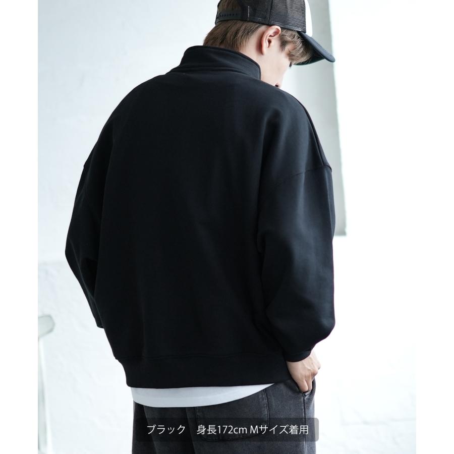 トレーナー メンズ SIDEWAY STANCE サイドウェイスタンス 厚盛刺しゅう スウェットハーフジップ サークルロゴ オーバーサイズ スケーター ストリート 韓国 | improves | 05