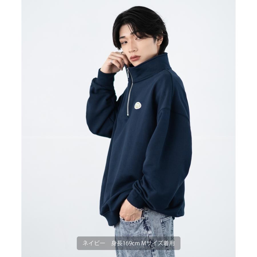 トレーナー メンズ SIDEWAY STANCE サイドウェイスタンス 刺しゅう スウェットハーフジップ オーバルロゴ オーバーサイズ スケーター ストリート 韓国 | improves | 14