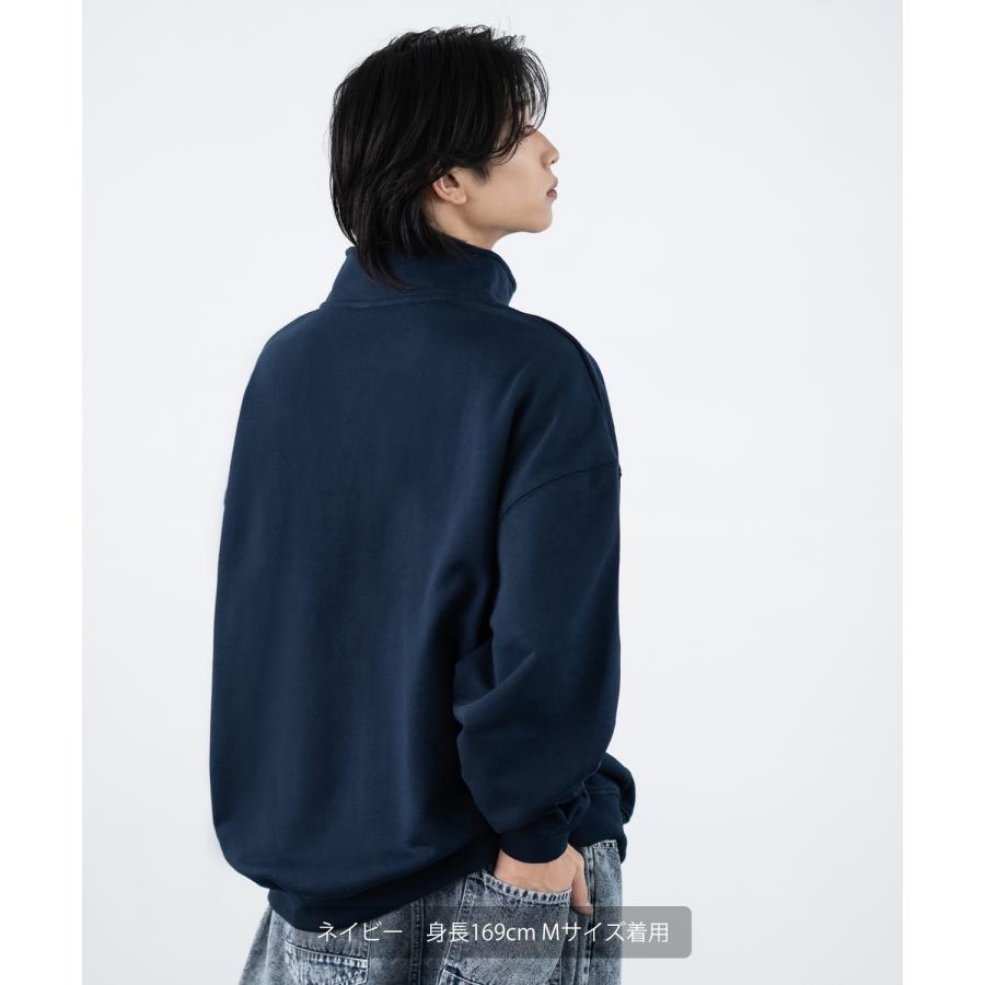 トレーナー メンズ SIDEWAY STANCE サイドウェイスタンス 刺しゅう スウェットハーフジップ オーバルロゴ オーバーサイズ スケーター ストリート 韓国 | improves | 15